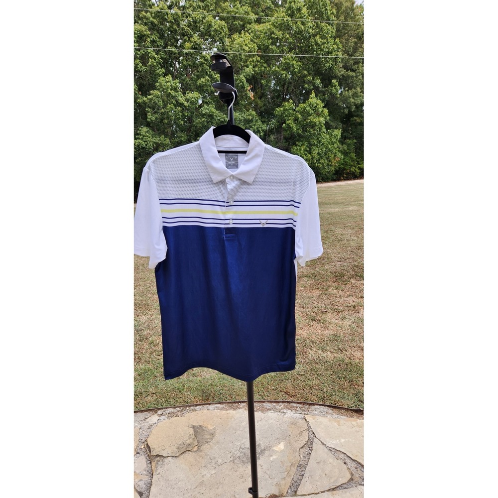 Callaway Opti-Dri Mens Small Golf Polo Shirt Navy White Striped SA4629